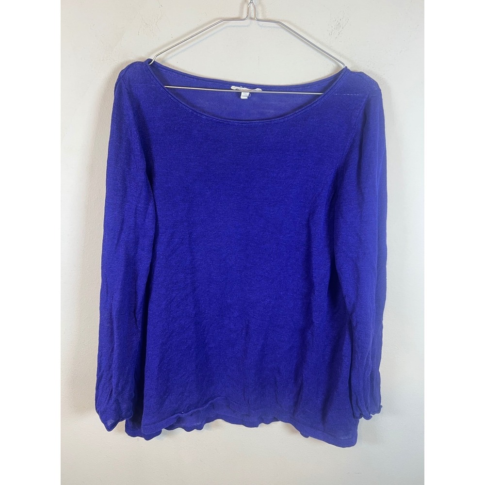 Eileen Fisher Womens Sweater 100% Organic Linen Blue Size L - Picture 1 of 7